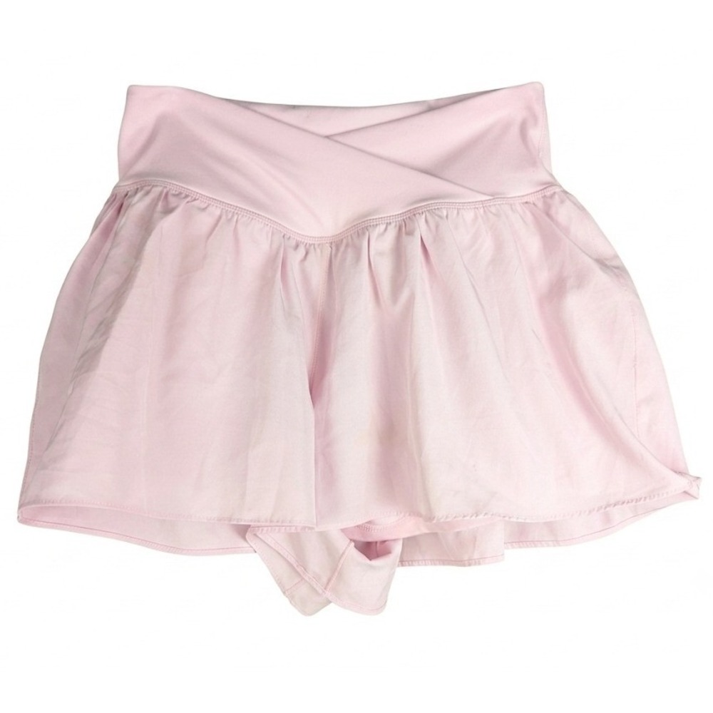 L‎ Flirty Pink Crossover Waistband Athletic Stretch Skirt Skort Clean